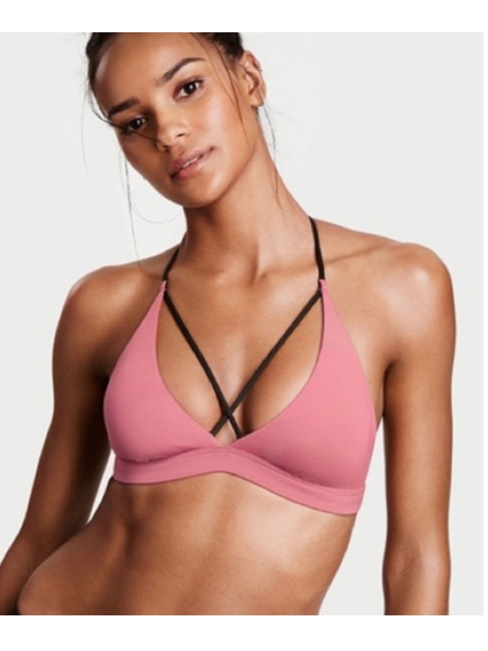 Victoria’s Secret Pink and Black Strappy Pink Bralette - Size L
